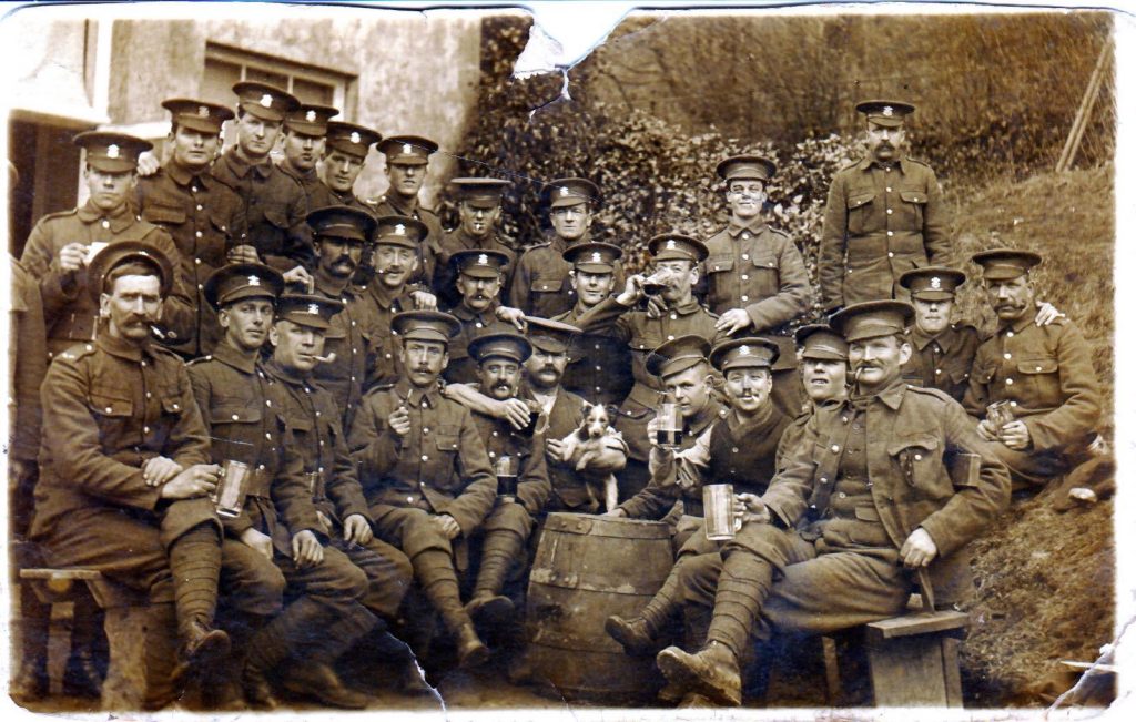 World War One soldiers of The Welsh Regiment enjoying som rest andr elaxatoonthis image is part of the Arthur Lewis Collection