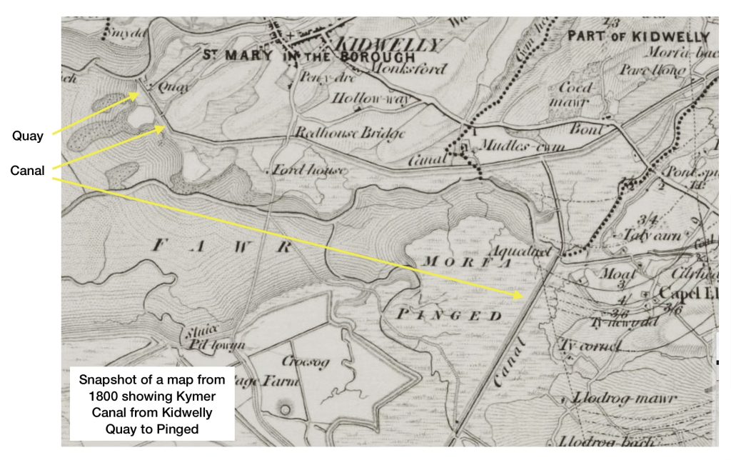 A snapshot of an 1800 map showing Mr Thomas Krymer's canal