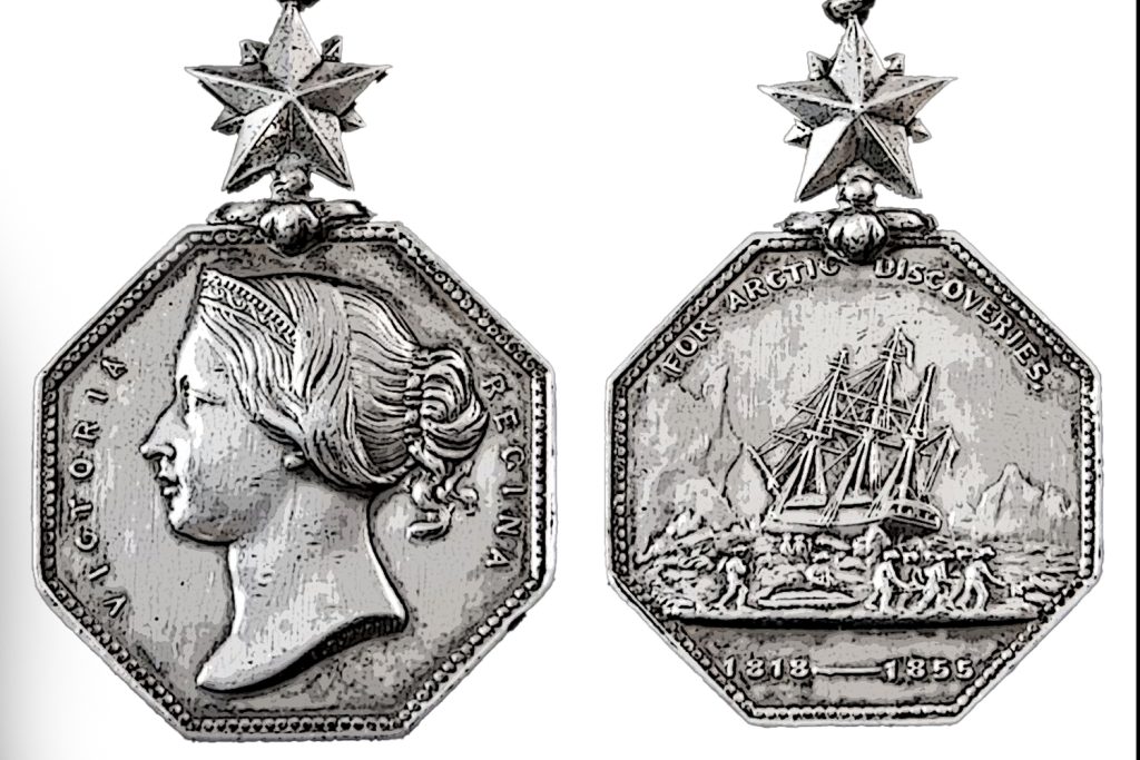 Face and reverse of Arctic Medal 1818 - 1855 awarded for arctic exploration