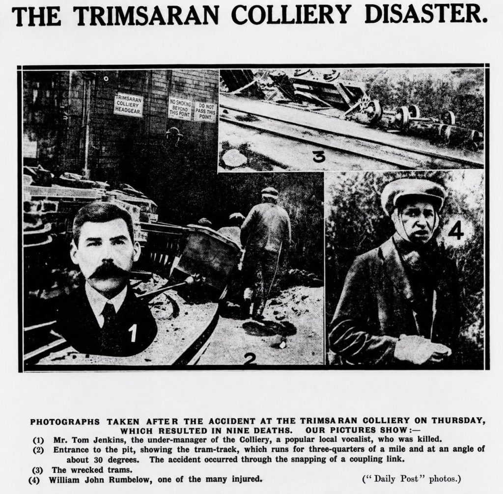 Newspaper cutting of the Trimsaran mining disaster of 1923