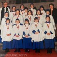 St Mary’s Choir This image has been passed to us by Mandy Jones, St Mary’s Church choir from around 1994, with Cannon Graham Davies and organist Ceris Harris as for choristers they are… Top left..Claire Andrew’s,Lisa jones,Sarah johns,Hannah Andrew’s, Second row..Rebecca white,Rachel Williams,Dan brown,Nicola Davies,Teri Jones,Beth brown, Bottom row..Rachel Davies,Llinos Durrell,Abigail Davies,Alexandria Davies,Rebecca johns.