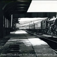 Kidwelly Station Kidwelly Railway Station 1950’s with Engine 5080 Defiant (Ogmore Castle) on the eastward platform