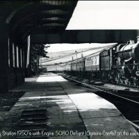 Kidwelly Station Kidwelly Railway Station 1950’s with Engine 5080 Defiant (Ogmore Castle) on the eastward platform
