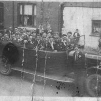 Charabanc 930's... Mynyddygarreg Silver Band ready to leave for an excersion to Tenby aboard a charabanc. This image part of the Arthur Lewis Collection