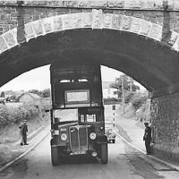Tight Squeeze Bus-under-Tycoch-railway-bridge-late-1950s