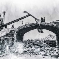 Breakthrough The initial breakthrough of the arch of Tycoch Bridge Kidwelly in 1962
