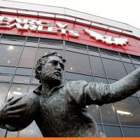 Scarlets Monument The monument of Ray Gravell outside Parc y Scarlets, Llanelli, home of The Scarlets Regional Rugby Team, Grav's motto was always "West is Best"